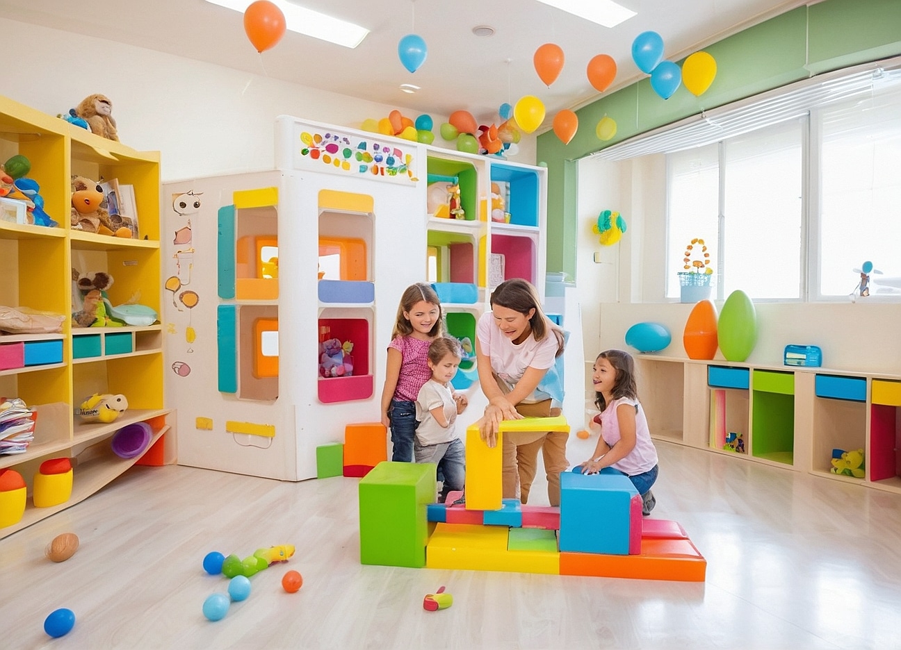 Niños jugando felices en terapia